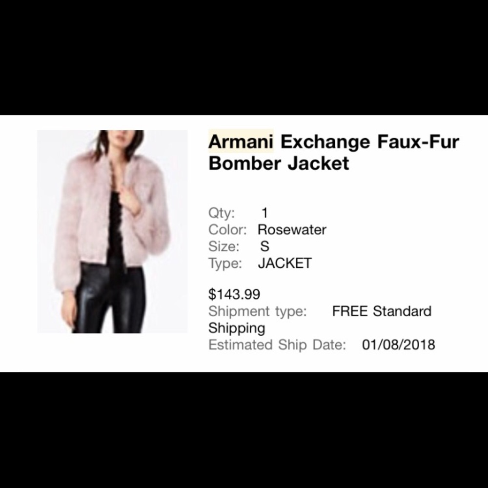 Armani Exchange Faux Fur Bomber Rosewater